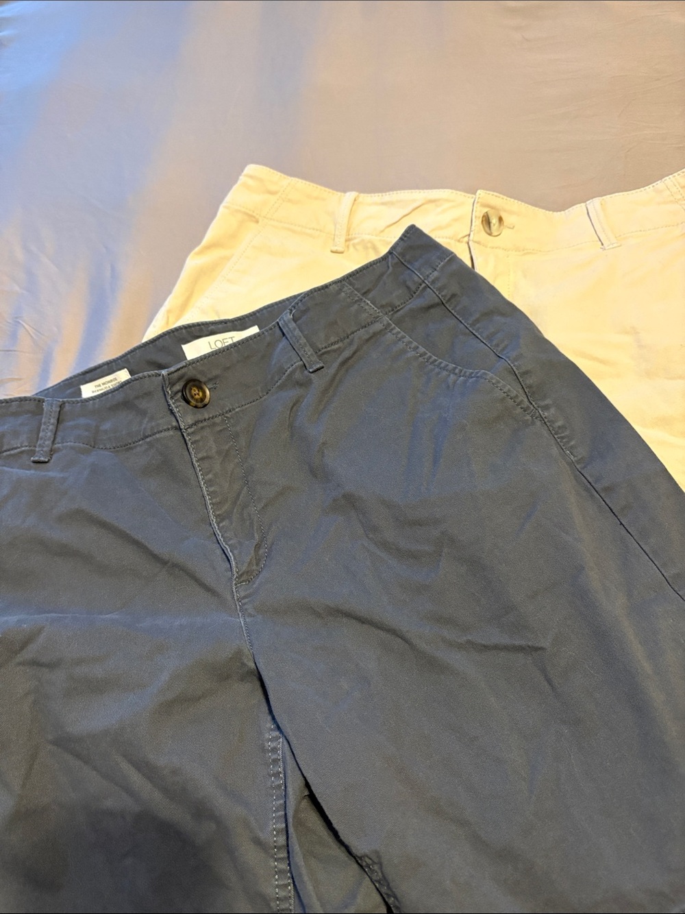 LOFT Slate Gray and tan Casual Bermuda Shorts